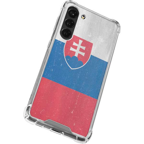 Slovakia Flag Distressed Galaxy S23 Plus Clear Case